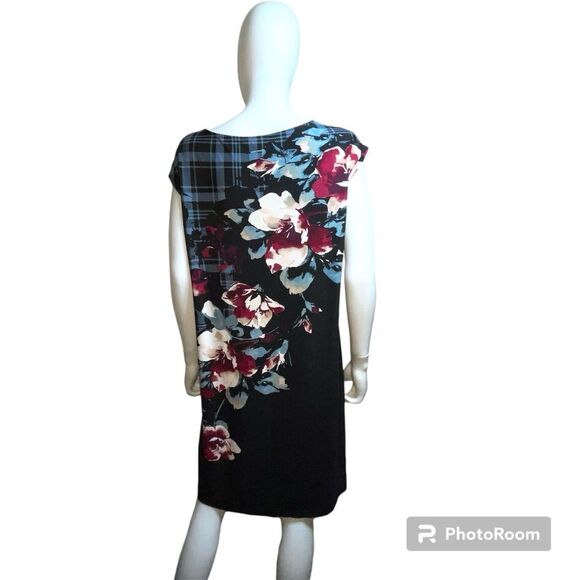 Chico's Bouquet Print Knee Length Sheath Dress Chico's Size 2 - Picture 2 of 8